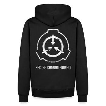 SCP: sécurisé. Contain Protect - Sweat à capuche Premium bio Homme - noir - Dos - Nico (187cm)