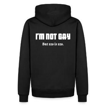 Lustig Ich bin nicht Homosexuell Shirt Geschenkidee Lachen Witz Geek - Männer Premium Bio Hoodie - Schwarz - Hinten - Nico (187cm)
