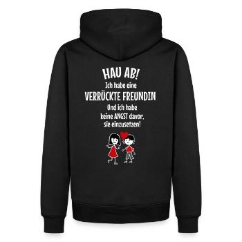 Hau ab! Verrückte Freundin Bruder Schwester Freund - Männer Premium Bio Hoodie - Schwarz - Hinten - Nico (187cm)