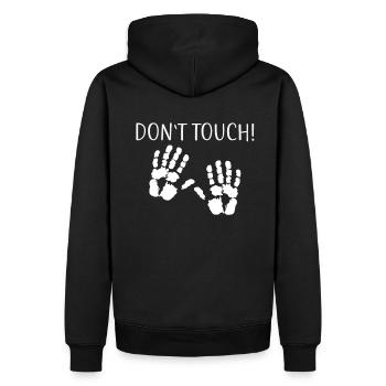 Don´t Touch! Nicht anfassen! Hände Distanz - Männer Premium Bio Hoodie - Schwarz - Hinten - Nico (187cm)