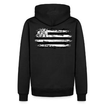 Breizh grunge flag, drapeau du pays breton - Sweat à capuche Premium bio Homme - noir - Dos - Nico (187cm)