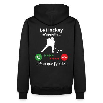 le hockey m'appelle...il faut que j'y aille ! - Sweat à capuche Premium bio Homme - noir - Dos - Nico (187cm)
