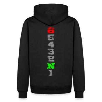 1N23456 used look - Sweat à capuche Premium bio Homme - noir - Dos - Nico (187cm)
