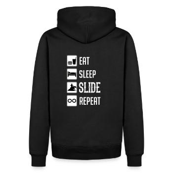 Eat Sleep Slide Reapeat Reinen Westernreiten - Männer Premium Bio Hoodie - Schwarz - Hinten - Nico (187cm)
