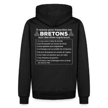 BRETONS,BZH,BRETON,BREIZH,CELTE,DROLE - Sweat à capuche Premium bio Homme - noir - Dos - Nico (187cm)