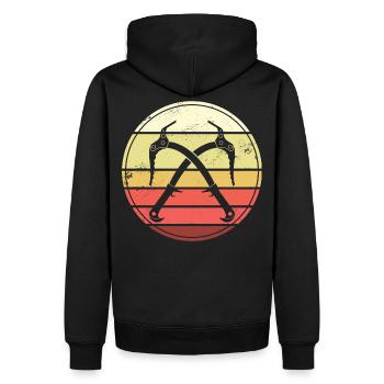 Escalade de glace rétro piolet grimpeur sur glace - Sweat à capuche Premium bio Homme - noir - Dos - Nico (187cm)