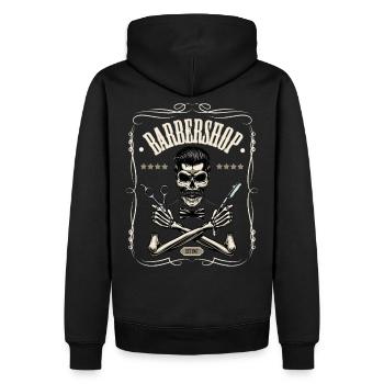 Barbershop Friseur Friseurin Frisör Geschenk - Männer Premium Bio Hoodie - Schwarz - Hinten - Nico (187cm)