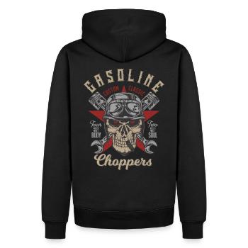 Gasoline Choppers Motorrad Biker Motorradfahrer - Männer Premium Bio Hoodie - Schwarz - Hinten - Nico (187cm)