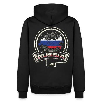 Russia - Men’s Premium Organic Hoodie - black - Back - Nico (187cm)