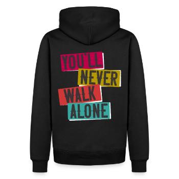 You’ll Never Walk Alone Proverbes de football - Sweat à capuche Premium bio Homme - noir - Dos - Nico (187cm)