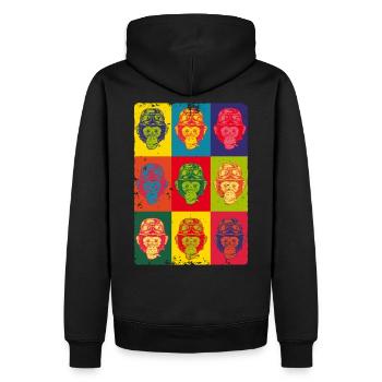 Affen Pop Art Tiere Animals Apes Monkeys - Männer Premium Bio Hoodie - Schwarz - Hinten - Nico (187cm)