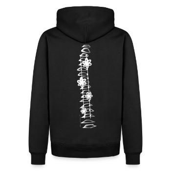 Wirbelsäulenfusion weiß monochrom - Männer Premium Bio Hoodie - Schwarz - Hinten - Nico (187cm)