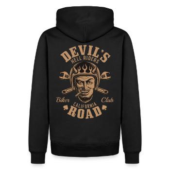 Devil`s Hell Riders Biker Teufel Motorrad Club - Männer Premium Bio Hoodie - Schwarz - Hinten - Nico (187cm)