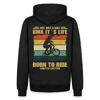 BMX IT’S LIFE Vintage Retro Hobby Sport Vélo - Sweat à capuche Premium bio Homme - noir - Dos - Nico (187cm)