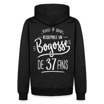 bogosse 37 ans cadeau humour anniversaire 37 ans - Sweat à capuche Premium bio Homme - noir - Dos - Nico (187cm)