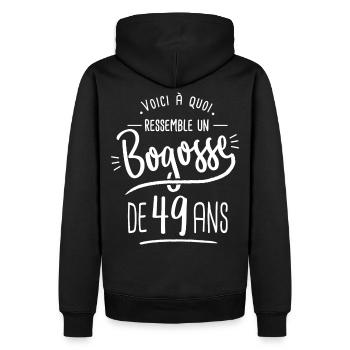 bogosse 49 ans cadeau humour anniversaire 49 ans - Sweat à capuche Premium bio Homme - noir - Dos - Nico (187cm)