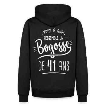 bogosse 41 ans cadeau humour anniversaire 41 ans - Sweat à capuche Premium bio Homme - noir - Dos - Nico (187cm)