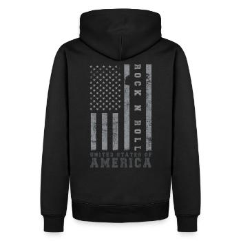 Rock N Roll United States Amerika Flagge USA - Männer Premium Bio Hoodie - Schwarz - Hinten - Nico (187cm)