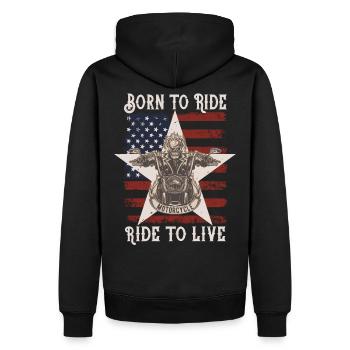 Tête de mort moto drapeau américain USA - Sweat à capuche Premium bio Homme - noir - Dos - Nico (187cm)
