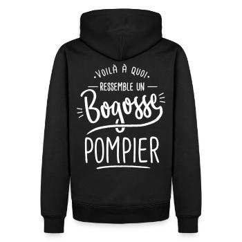 bogosse pompier humour homme sapeur pompier - Sweat à capuche Premium bio Homme - noir - Dos - Nico (187cm)