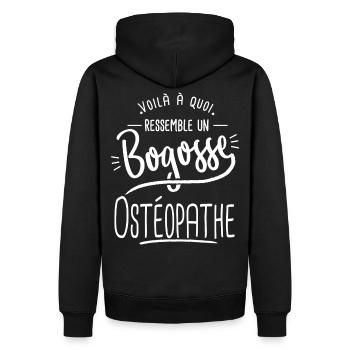 bogosse Ostéopathe cadeau humour Ostéopathie ostéo - Sweat à capuche Premium bio Homme - noir - Dos - Nico (187cm)