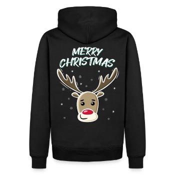 Weihnachtshirsch Rentier Weihnachten Geschenkidee - Männer Premium Bio Hoodie - Schwarz - Hinten - Nico (187cm)