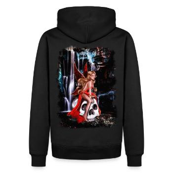 Mystérieuse blonde avec | de crâne Œuvre d’art Yolo - Sweat à capuche Premium bio Homme - noir - Dos - Nico (187cm)