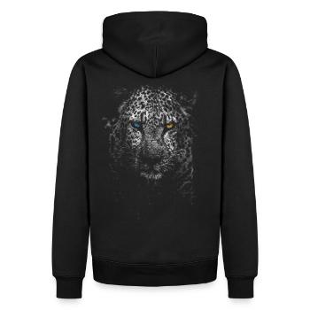Léopard blanc - Sweat à capuche Premium bio Homme - noir - Dos - Nico (187cm)