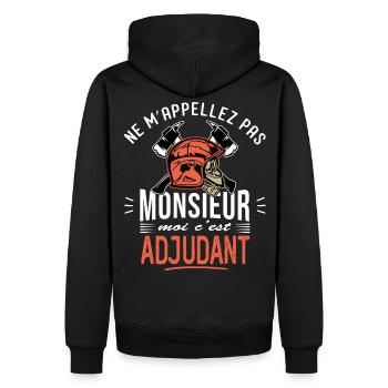 sapeurs pompiers adjudant humour grade pompier - Sweat à capuche Premium bio Homme - noir - Dos - Nico (187cm)