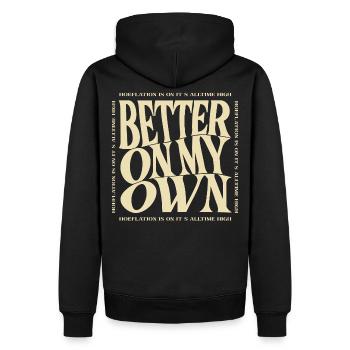 Better on my own - Männer Premium Bio Hoodie - Schwarz - Hinten - Nico (187cm)