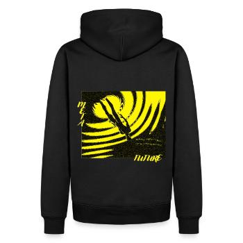 Monochrome graphic sci-fi meta human quote - Men’s Premium Organic Hoodie - black - Back - Nico (187cm)