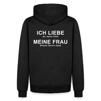 ICH LIEBE MEINE FRAU Simme Simsonfan S51 Moped - Männer Premium Bio Hoodie - Schwarz - Hinten - Nico (187cm)