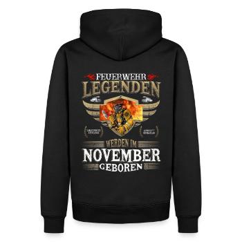 Feuerwehrmann Geburtstag November Feuerwehr Legend - Männer Premium Bio Hoodie - Schwarz - Hinten - Nico (187cm)