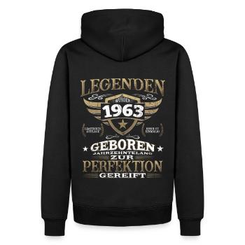Geburtstag Vintage Jahrgang 1963 - 63er Legende - Männer Premium Bio Hoodie - Schwarz - Hinten - Nico (187cm)
