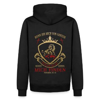 Jesus Christus - Jeremia 29,13 - Christlich - Männer Premium Bio Hoodie - Schwarz - Hinten - Nico (187cm)