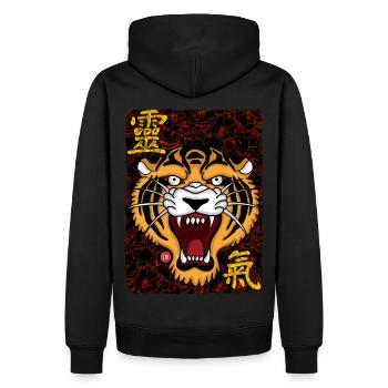 tiger - Men’s Premium Organic Hoodie - black - Back - Nico (187cm)