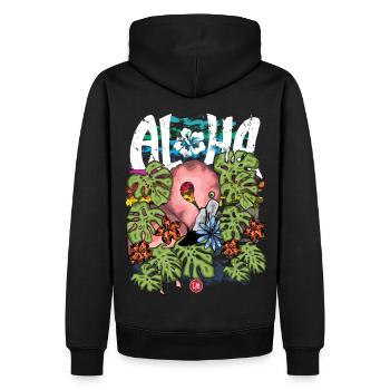 Aloha - Men’s Premium Organic Hoodie - black - Back - Nico (187cm)