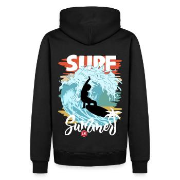 surf summer - Men’s Premium Organic Hoodie - black - Back - Nico (187cm)