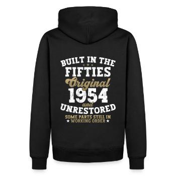 Built in the fifties 1954 70. Geburtstag Herren - Männer Premium Bio Hoodie - Schwarz - Hinten - Nico (187cm)
