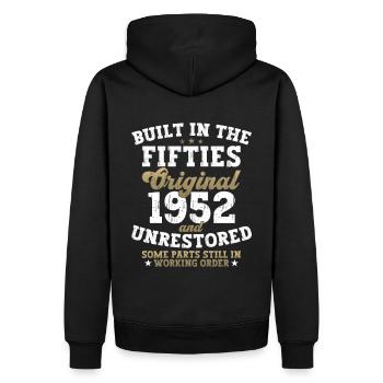 Built in the fifties 1952 70. Geburtstag Herren - Männer Premium Bio Hoodie - Schwarz - Hinten - Nico (187cm)
