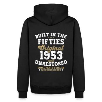 Built in the fifties 1953 69. Geburtstag Herren - Männer Premium Bio Hoodie - Schwarz - Hinten - Nico (187cm)