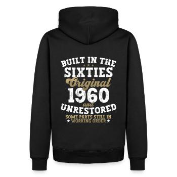 Built in the sixties 1960 62. Geburtstag Herren - Männer Premium Bio Hoodie - Schwarz - Hinten - Nico (187cm)