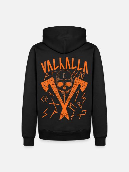 Valhalla Runes - Männer Premium Bio Hoodie - Schwarz