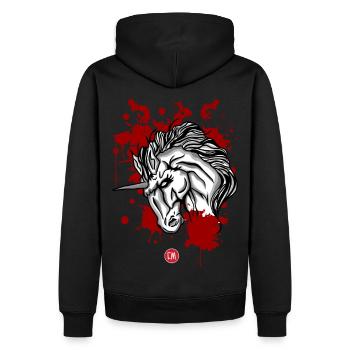 Unicorn - Men’s Premium Organic Hoodie - black - Back - Nico (187cm)