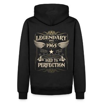 Legendary since 1965 57th birthday gift Awesome - Men’s Premium Organic Hoodie - black - Back - Nico (187cm)