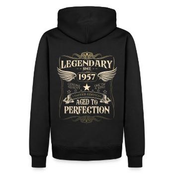 Legendär seit 1957 65. Geburtstag Geschenk Awesome - Männer Premium Bio Hoodie - Schwarz - Hinten - Nico (187cm)