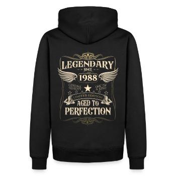 Legendär seit 1988 34. Geburtstag Geschenk Awesome - Männer Premium Bio Hoodie - Schwarz - Hinten - Nico (187cm)