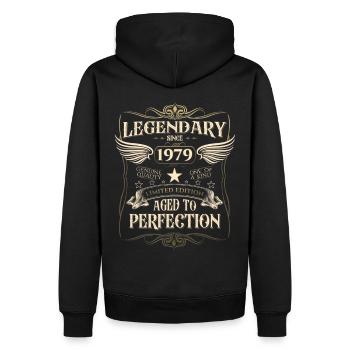 Legendär seit 1979 43. Geburtstag Geschenk Awesome - Männer Premium Bio Hoodie - Schwarz - Hinten - Nico (187cm)