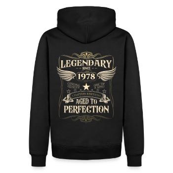 Legendär seit 1978 44. Geburtstag Geschenk Awesome - Männer Premium Bio Hoodie - Schwarz - Hinten - Nico (187cm)