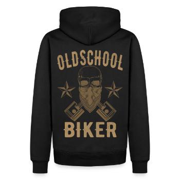 Biker Old School - Männer Premium Bio Hoodie - Schwarz - Hinten - Nico (187cm)